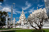 Famous Thailand temple or white temple, Wat Rong Khun,at Chiang Rai province, northern Thailand. 